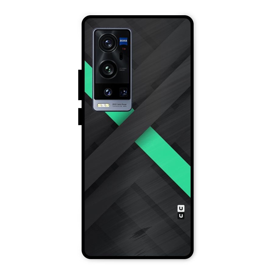Green Stripe Diagonal Metal Back Case for Vivo X60 Pro Plus