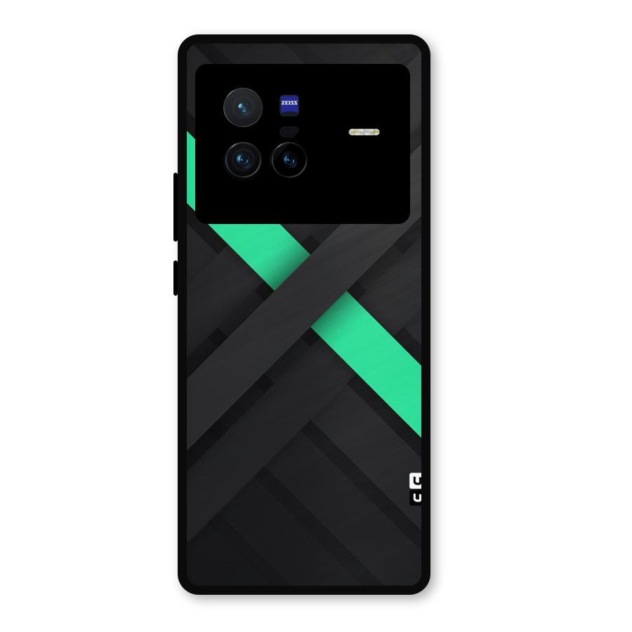 Green Stripe Diagonal Metal Back Case for Vivo X80