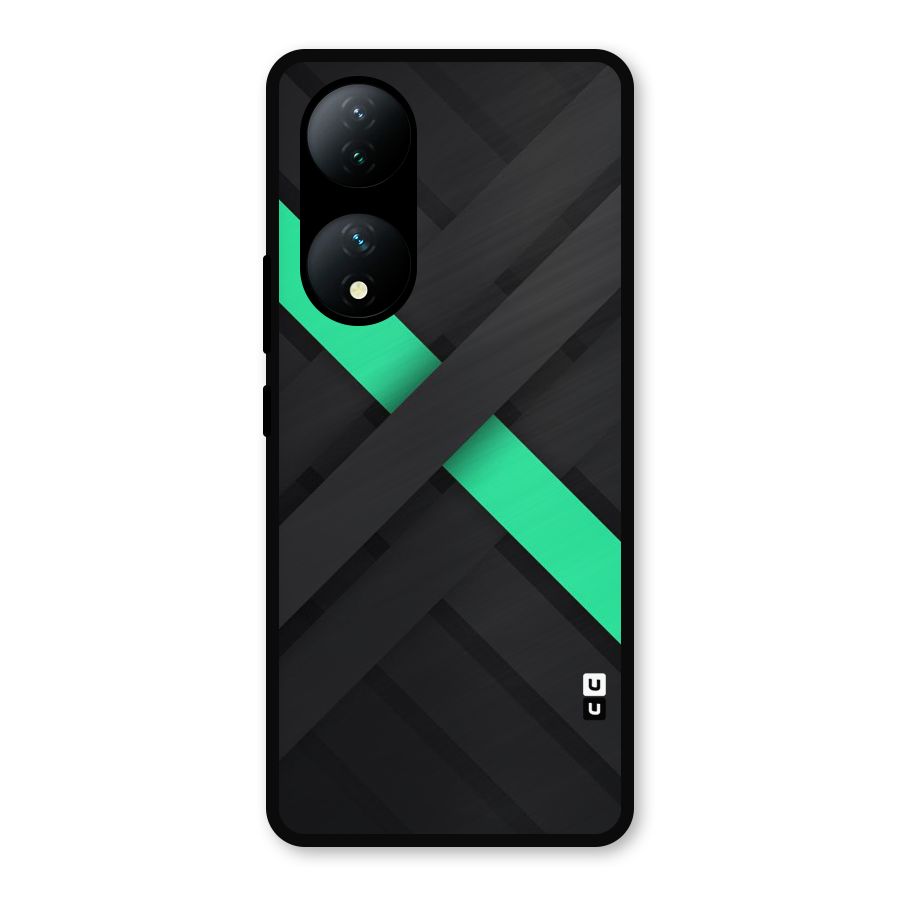 Green Stripe Diagonal Metal Back Case for Vivo Y100