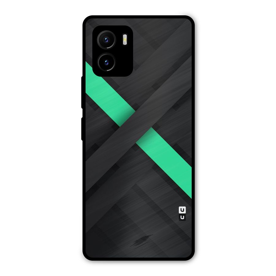 Green Stripe Diagonal Metal Back Case for Vivo Y15s