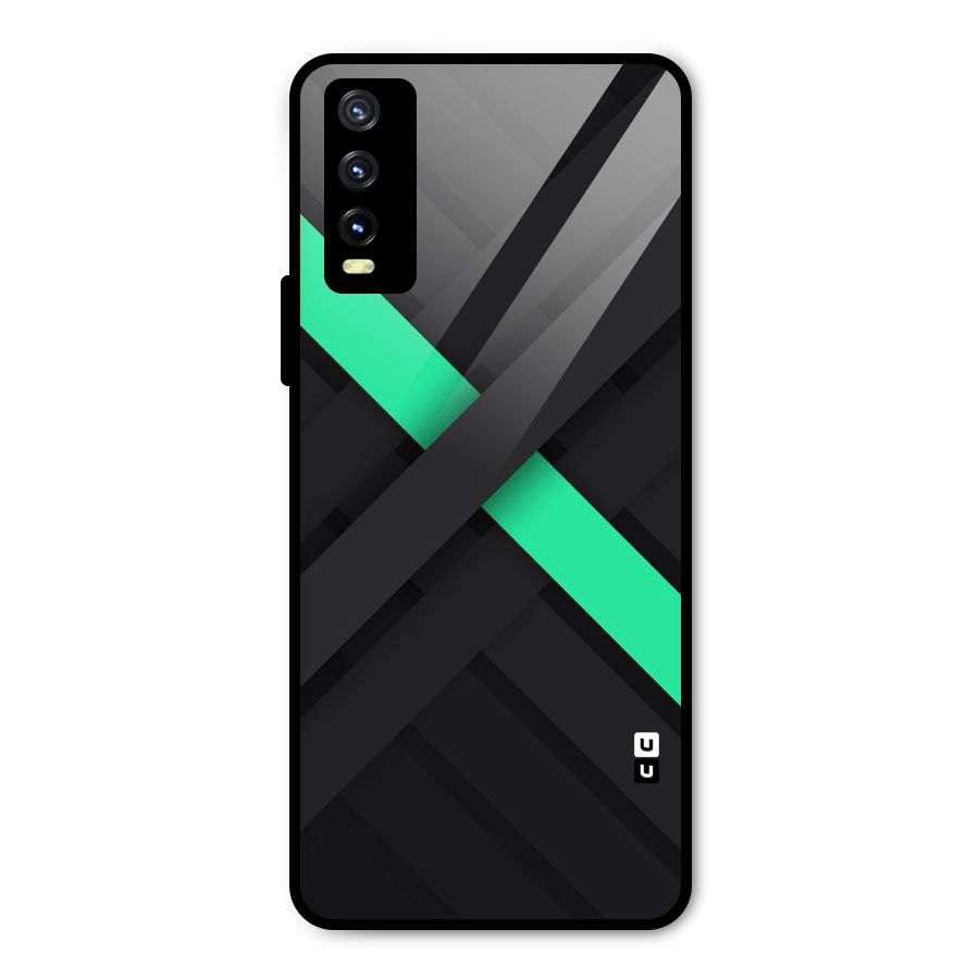Green Stripe Diagonal Metal Back Case for Vivo Y20