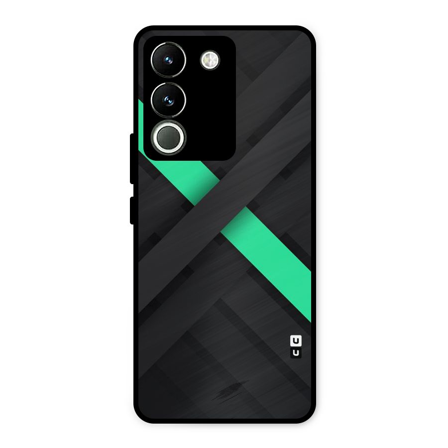 Green Stripe Diagonal Metal Back Case for Vivo Y200