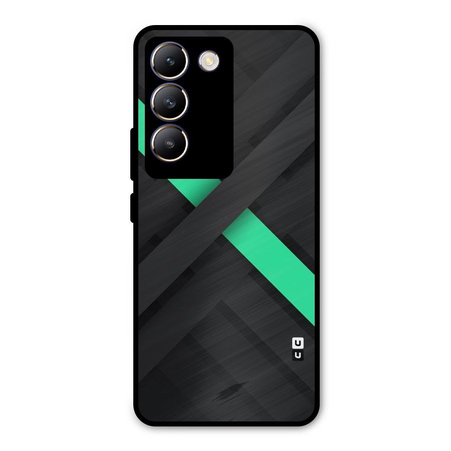 Green Stripe Diagonal Metal Back Case for Vivo Y200e