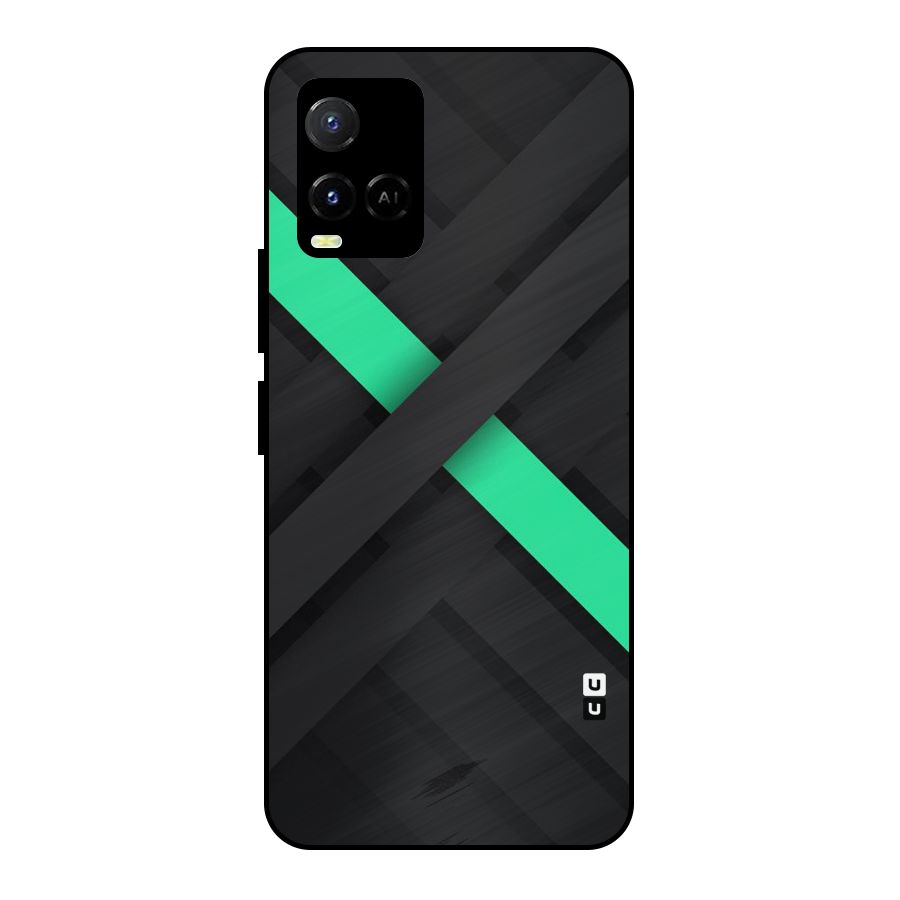 Green Stripe Diagonal Metal Back Case for Vivo Y21A