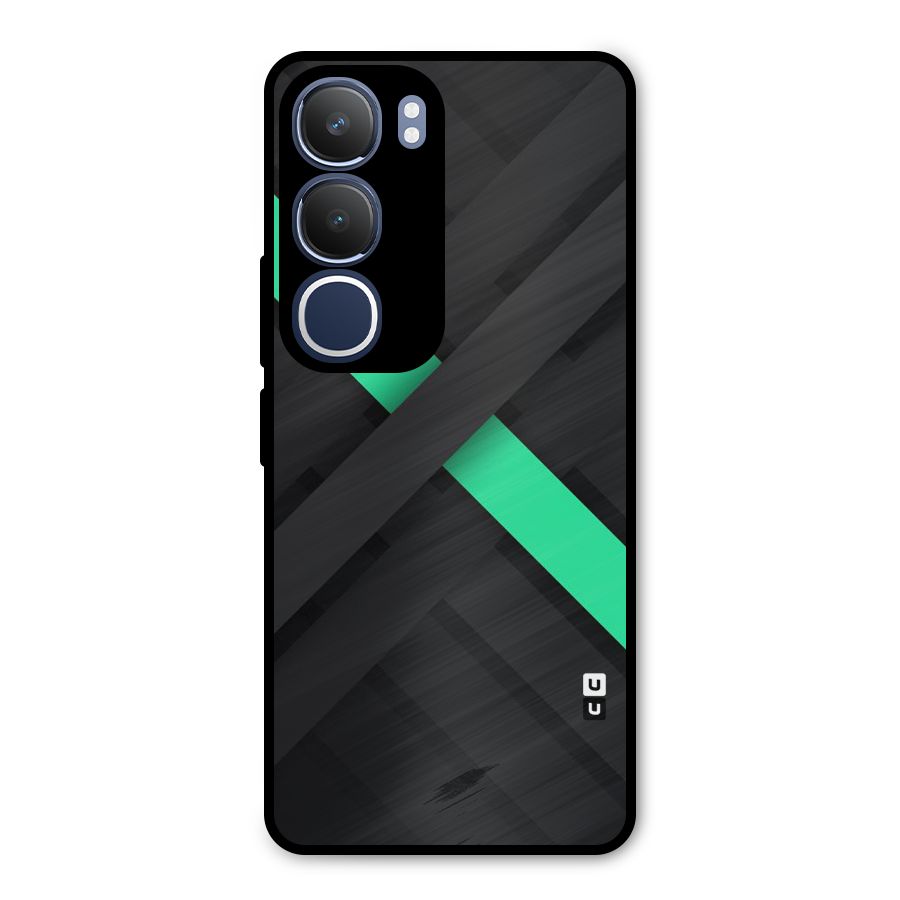 Green Stripe Diagonal Metal Back Case for Vivo Y29