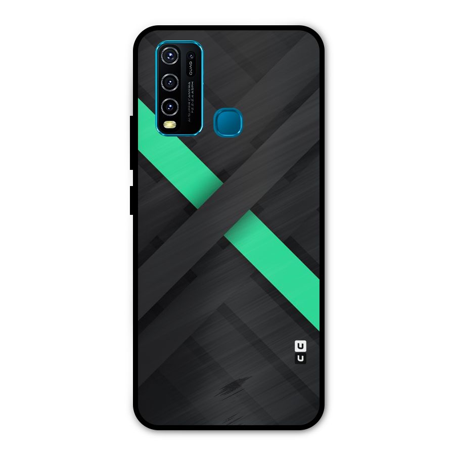 Green Stripe Diagonal Metal Back Case for Vivo Y30