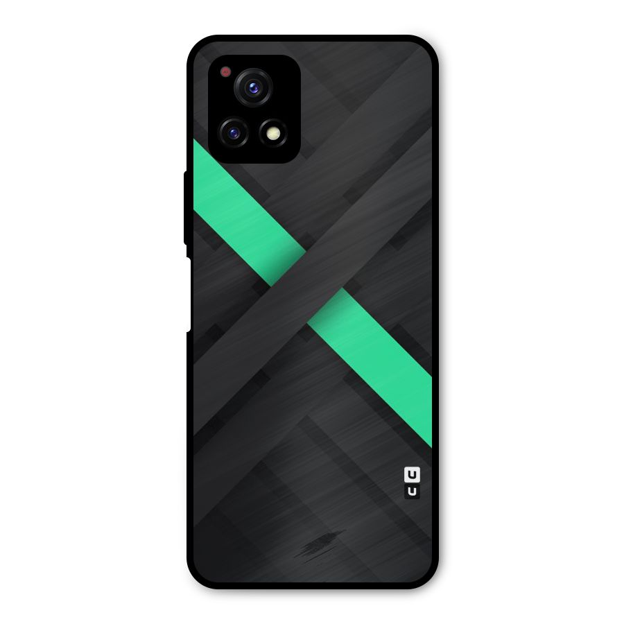 Green Stripe Diagonal Metal Back Case for Vivo Y72 5G