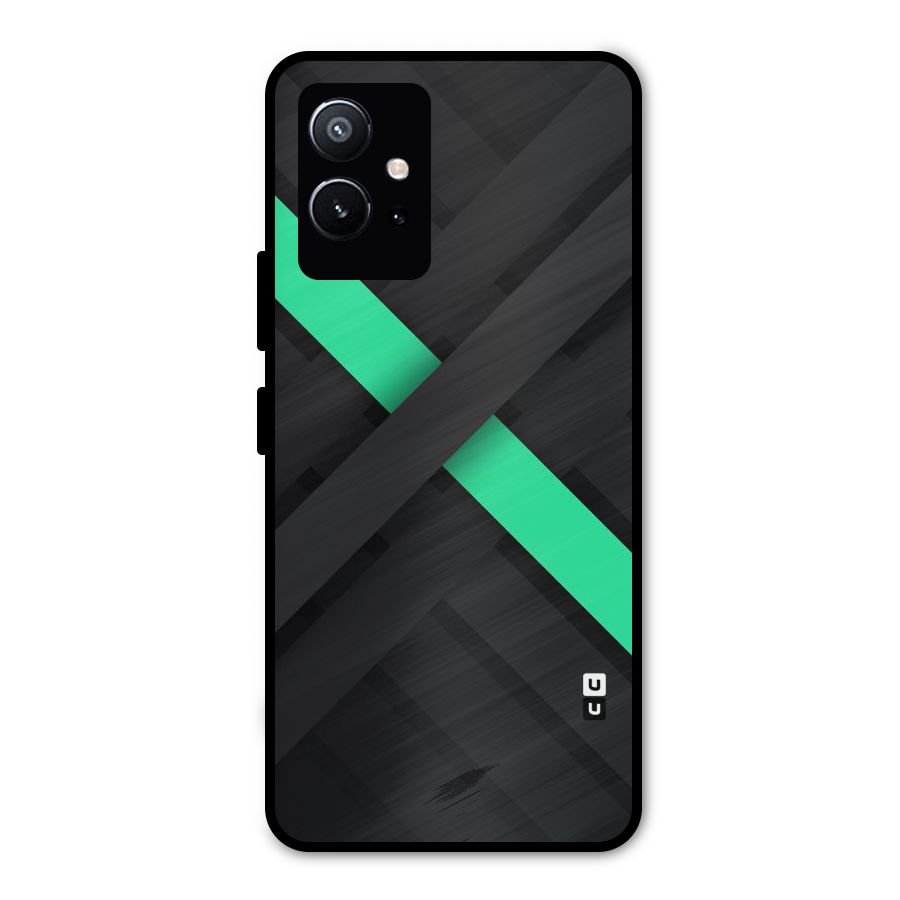 Green Stripe Diagonal Metal Back Case for Vivo Y75 5G
