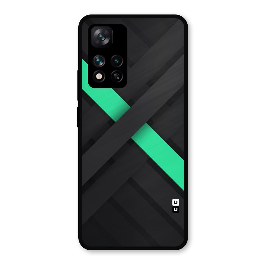 Green Stripe Diagonal Metal Back Case for Xiaomi 11i 5G