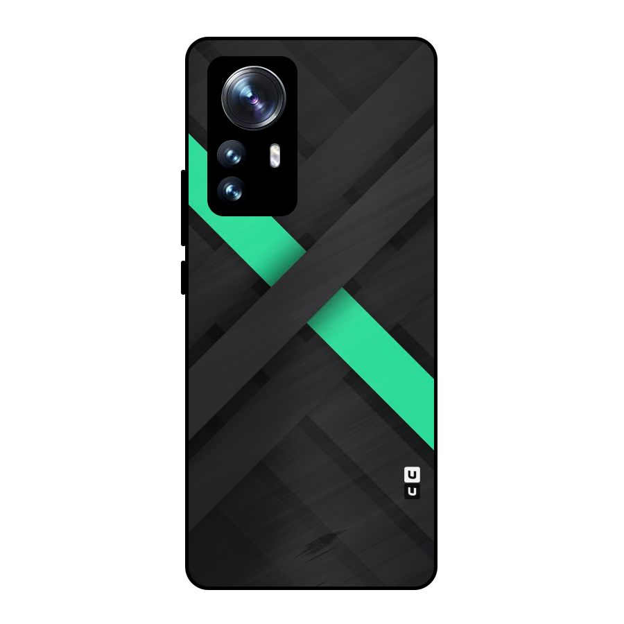 Green Stripe Diagonal Metal Back Case for Xiaomi 12 Pro