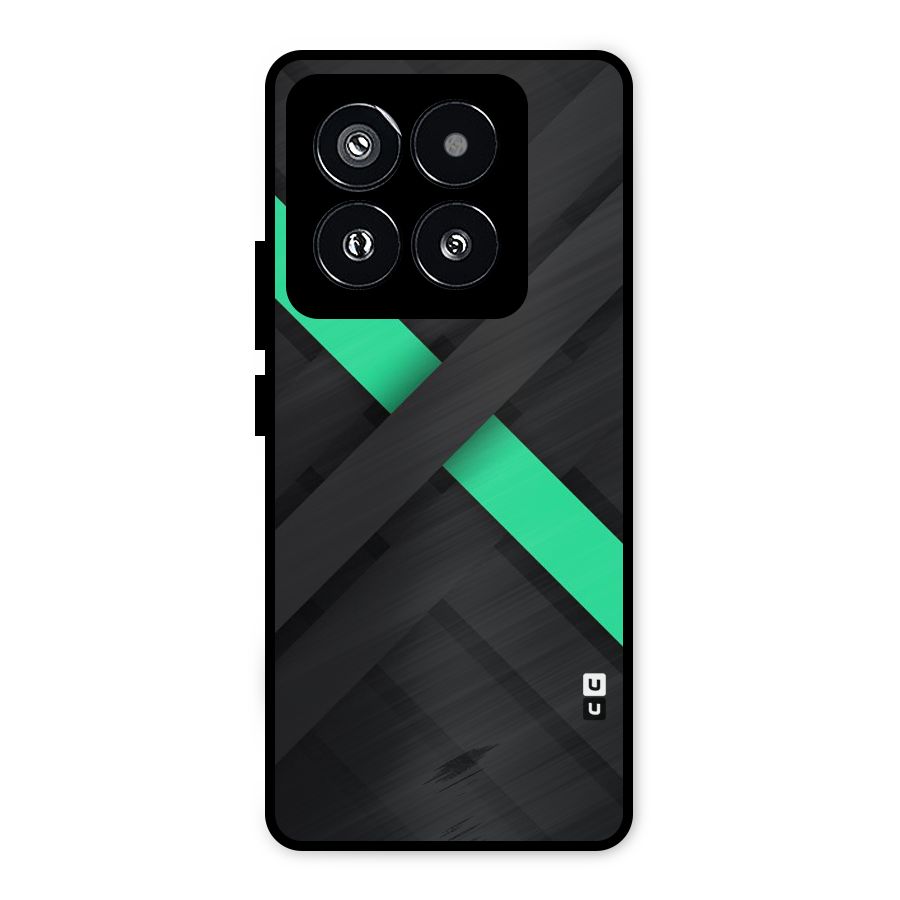 Green Stripe Diagonal Metal Back Case for Xiaomi 14 Pro