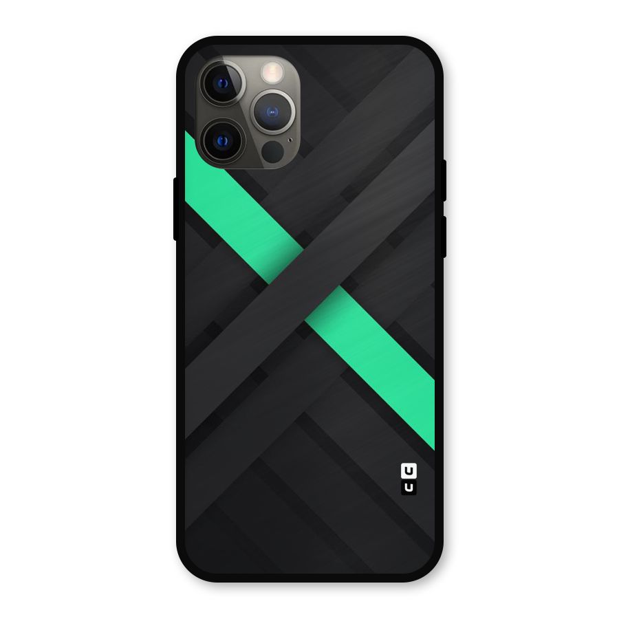Green Stripe Diagonal Metal Back Case for iPhone 12 Pro