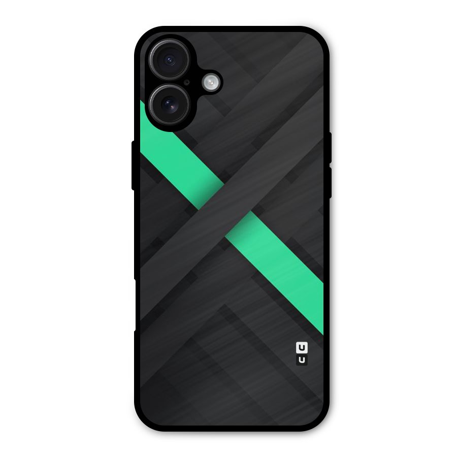 Green Stripe Diagonal Metal Back Case for iPhone 16 Plus