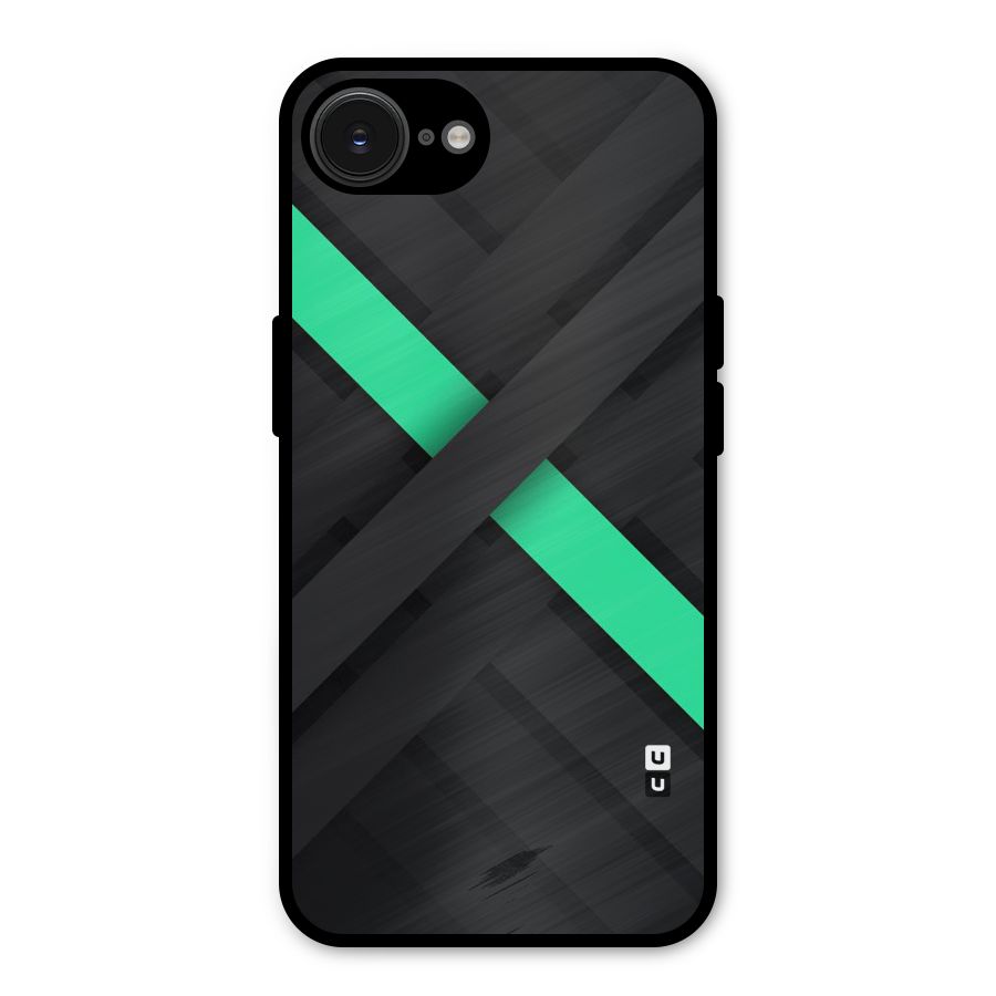 Green Stripe Diagonal Metal Back Case for iPhone 16e