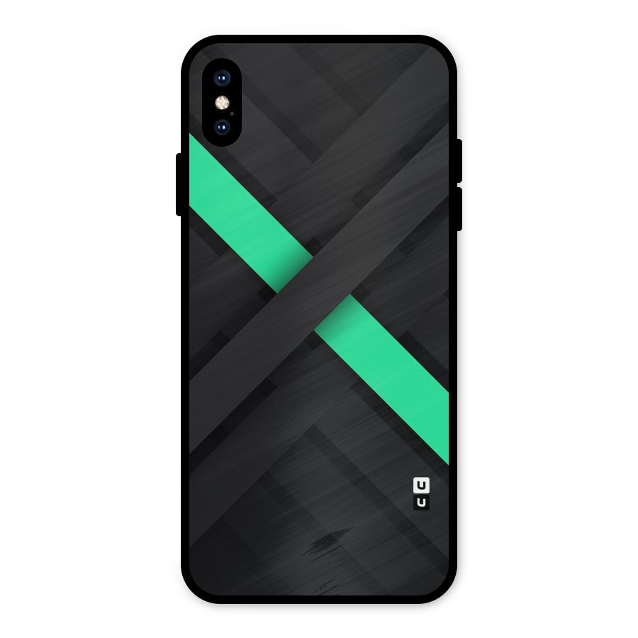 Green Stripe Diagonal Metal Back Case for iPhone XS Max