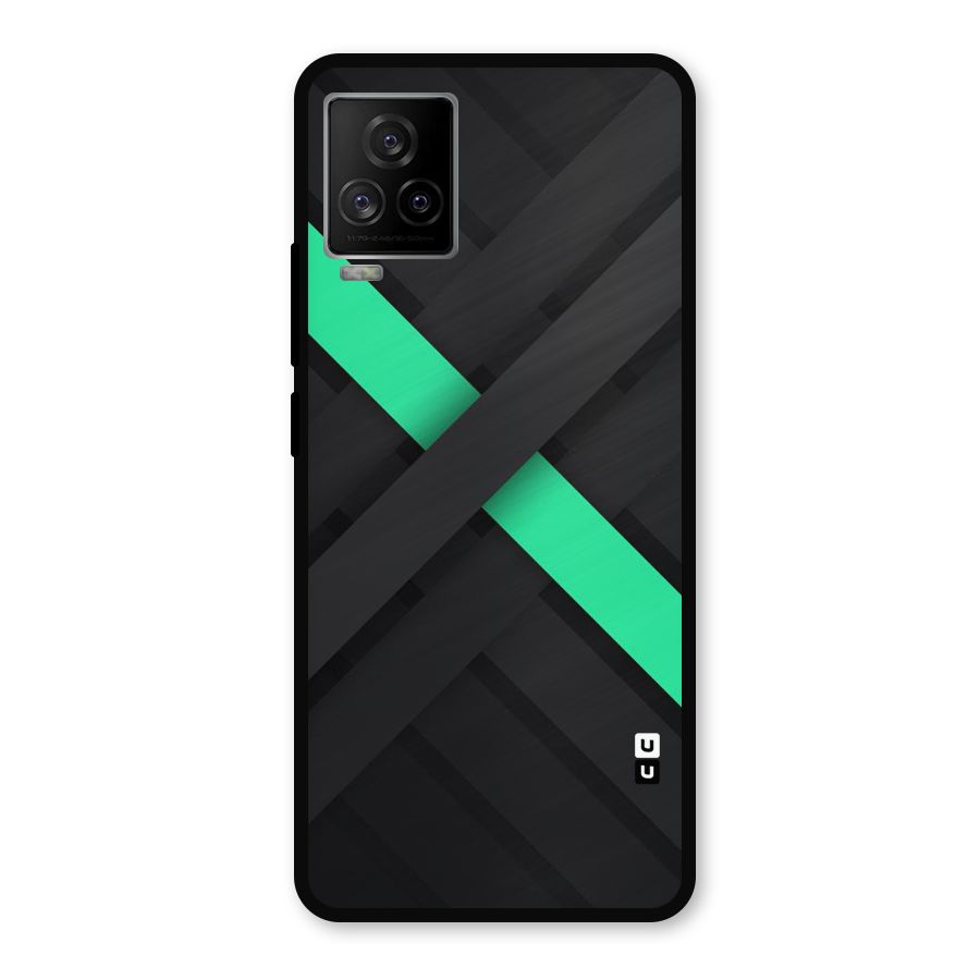 Green Stripe Diagonal Metal Back Case for iQOO 7 Legend 5G