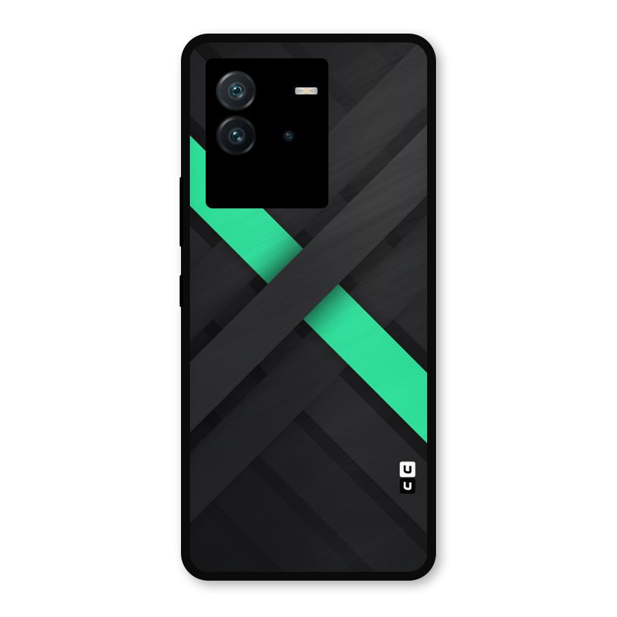 Green Stripe Diagonal Metal Back Case for iQOO Neo 6 5G