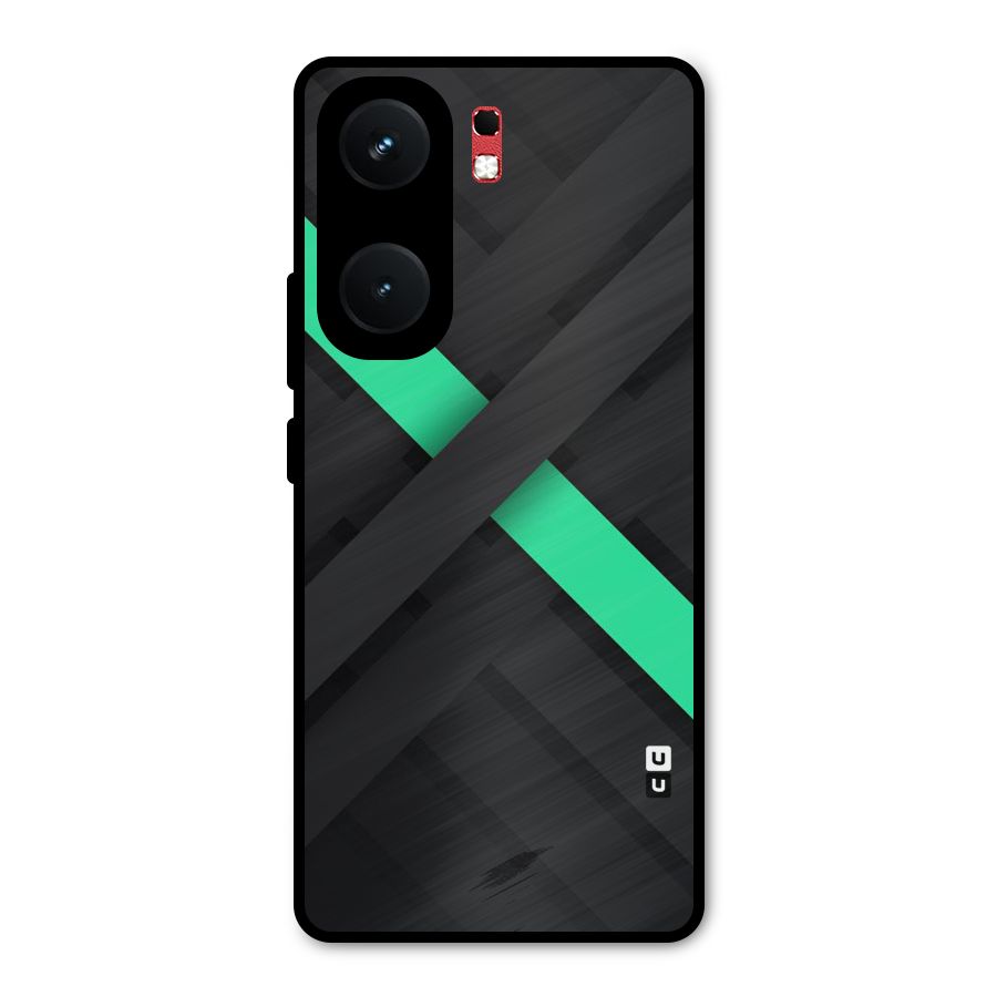 Green Stripe Diagonal Metal Back Case for iQOO Neo 9 Pro