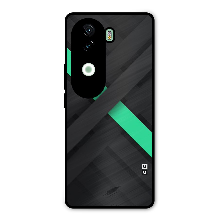 Green Stripe Diagonal Metal Back Case for iQOO Z9s