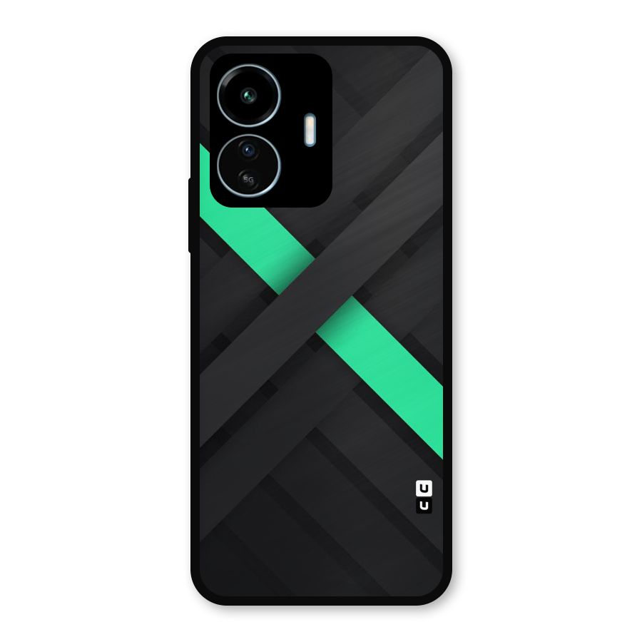 Green Stripe Diagonal Metal Back Case for vivo iQOO Z6 Lite 5G