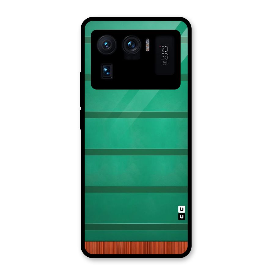 Green Wood Stripes Glass Back Case for Mi 11 Ultra