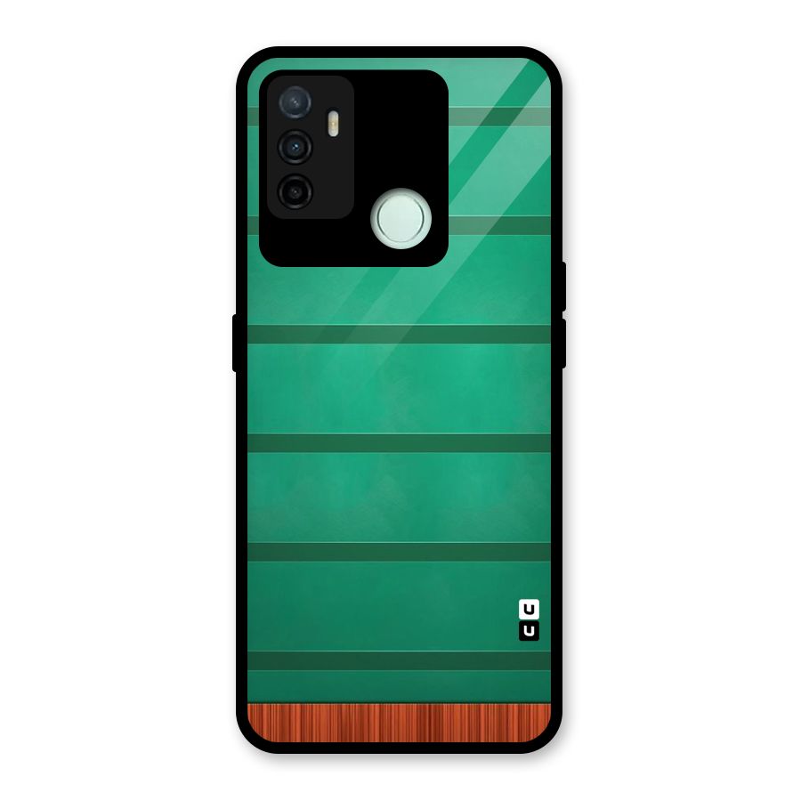 Green Wood Stripes Glass Back Case for Oppo A53