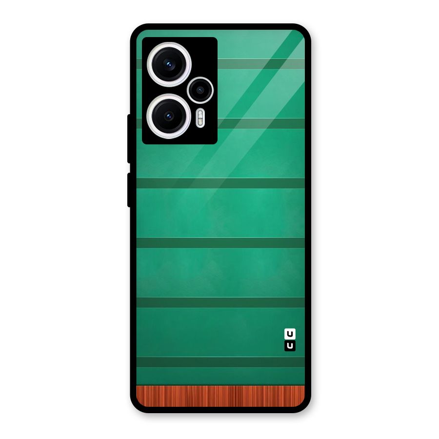 Green Wood Stripes Glass Back Case for Poco F5