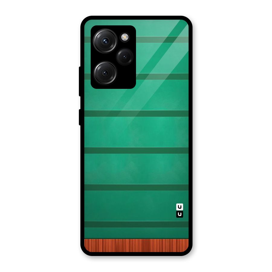 Green Wood Stripes Glass Back Case for Poco X5 Pro