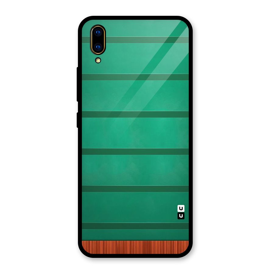 Green Wood Stripes Glass Back Case for Vivo V11 Pro