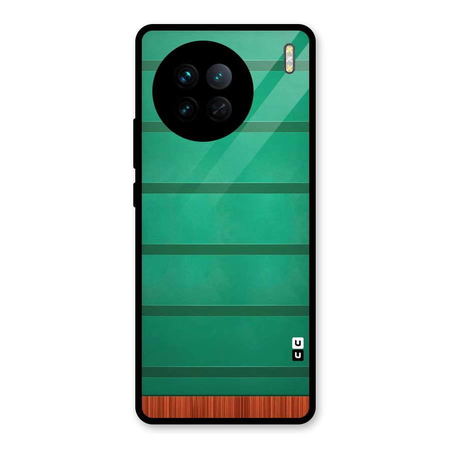 Green Wood Stripes Glass Back Case for Vivo X90
