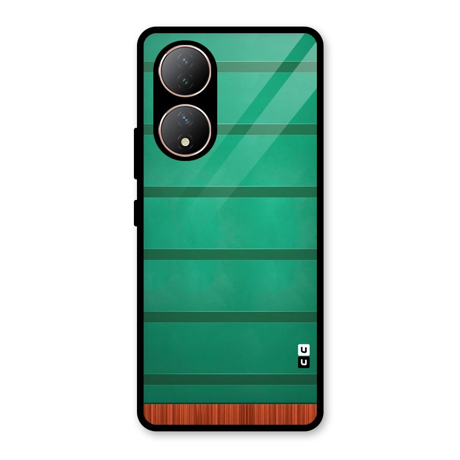 Green Wood Stripes Glass Back Case for Vivo Y100A