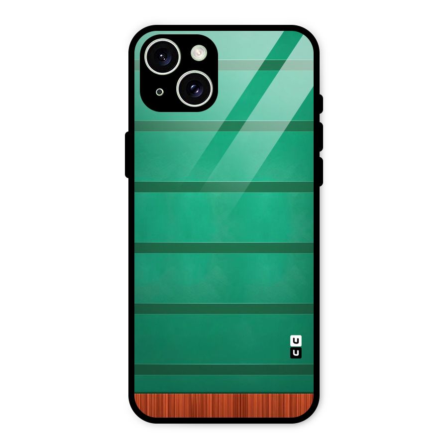 Green Wood Stripes Glass Back Case for iPhone 15 Plus