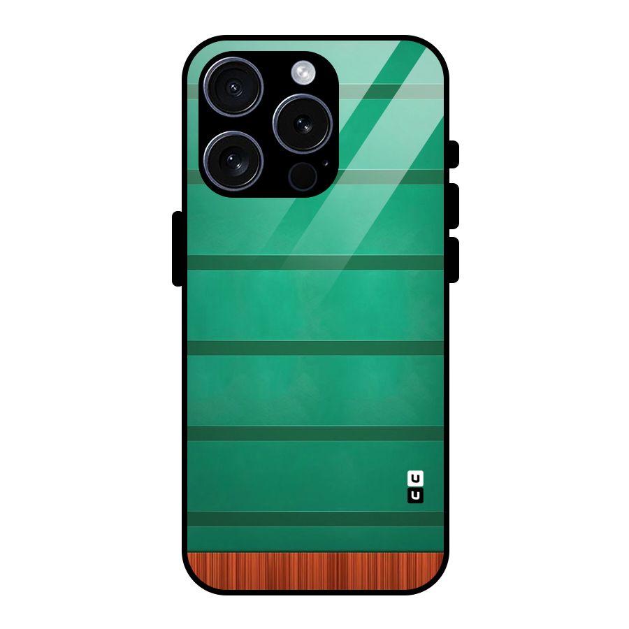 Green Wood Stripes Glass Back Case for iPhone 15 Pro