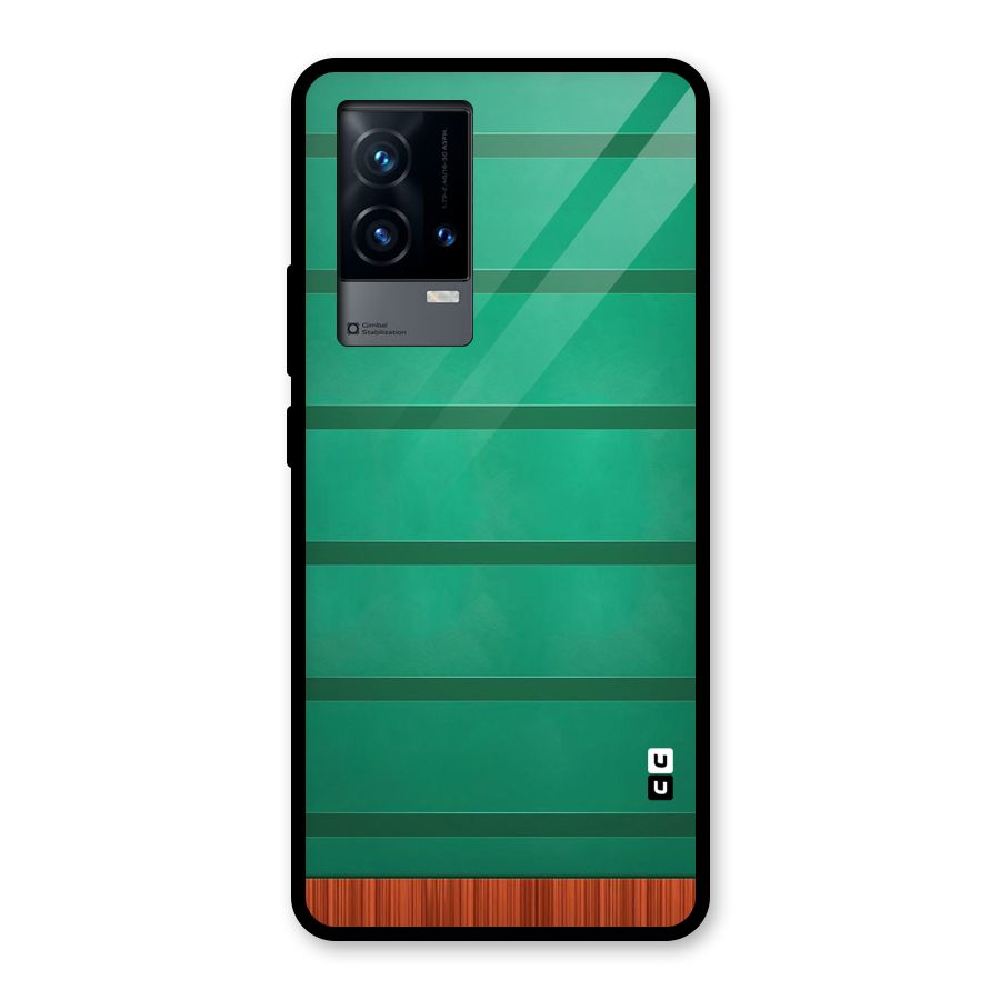 Green Wood Stripes Glass Back Case for iQOO 9 5G