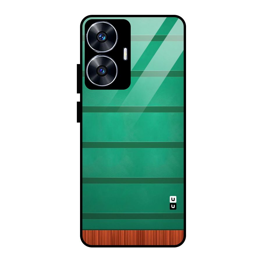 Green Wood Stripes Glass Back Case for realme C55