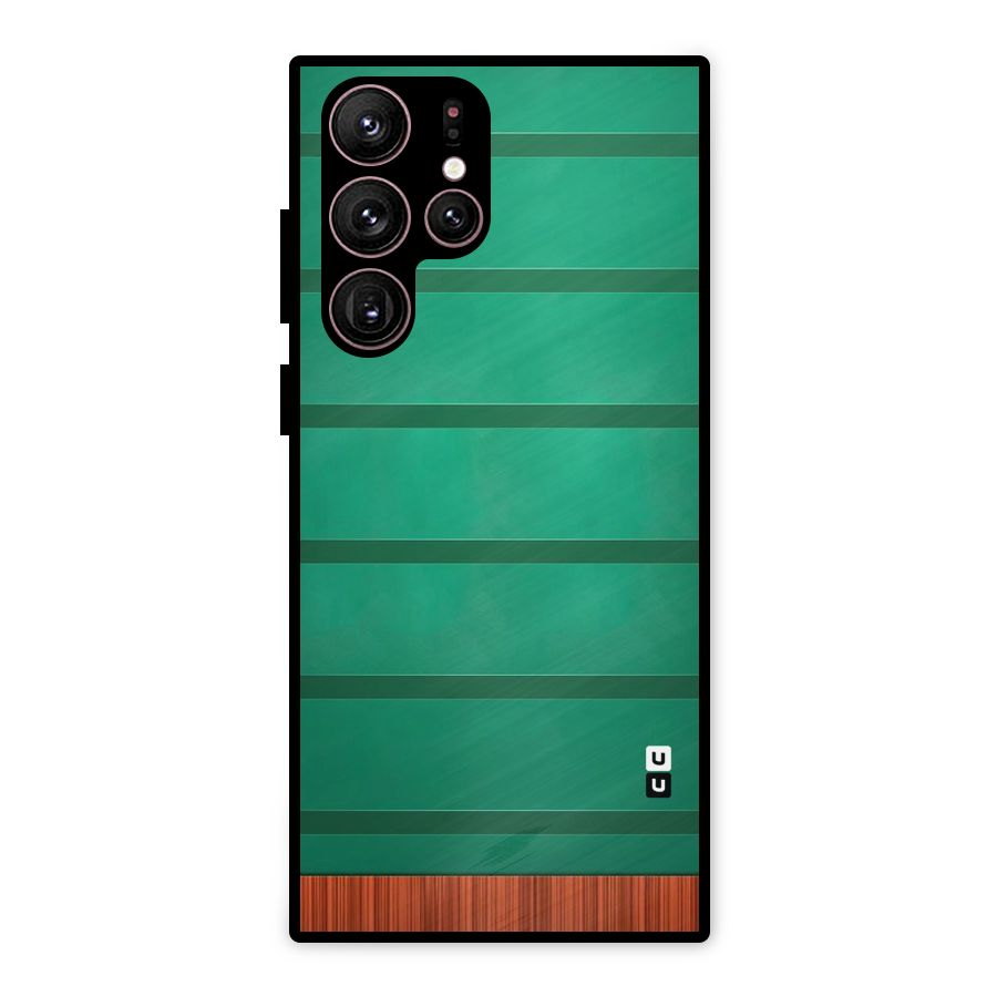 Green Wood Stripes Metal Back Case for Galaxy S22 Ultra 5G