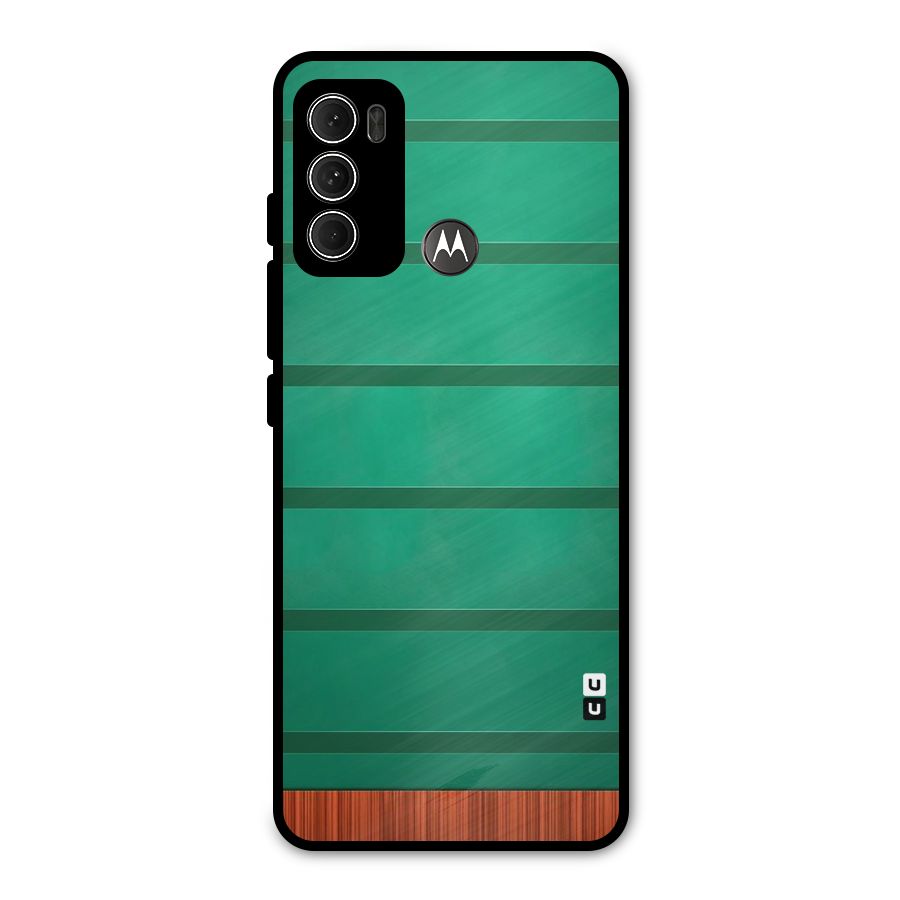 Green Wood Stripes Metal Back Case for Moto G60