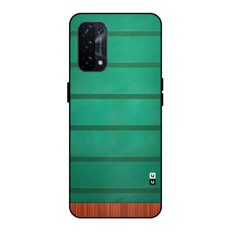 Green Wood Stripes Metal Back Case for Oppo A74 5G