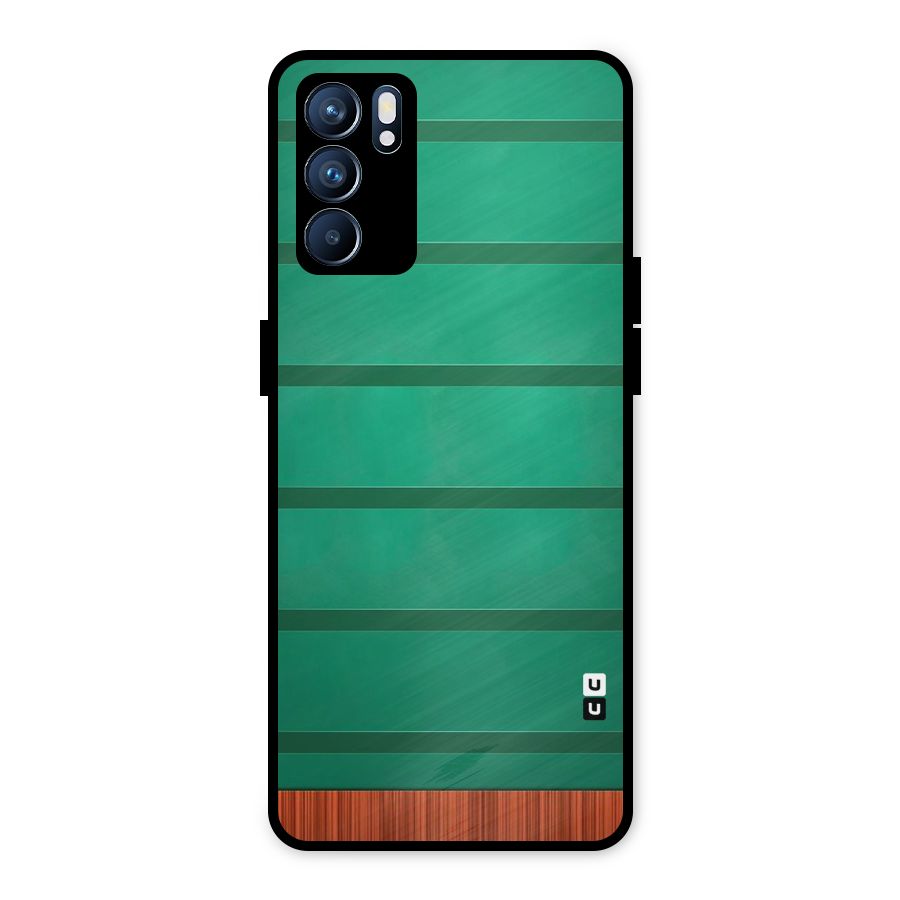 Green Wood Stripes Metal Back Case for Oppo Reno6 5G