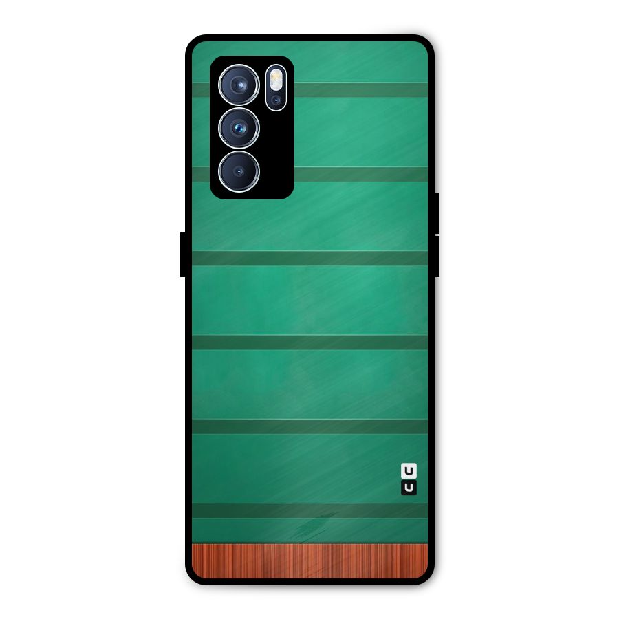 Green Wood Stripes Metal Back Case for Oppo Reno6 Pro 5G