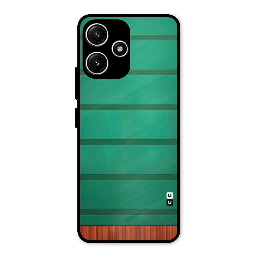 Green Wood Stripes Metal Back Case for Poco M6 Pro