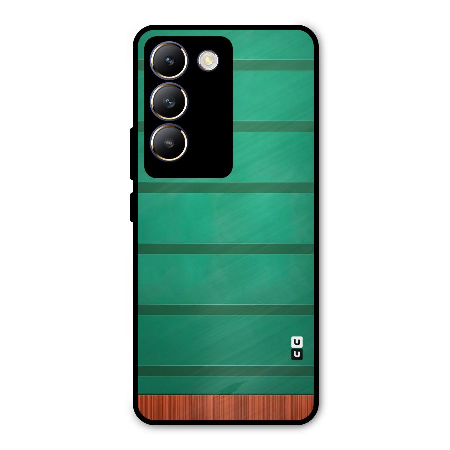 Green Wood Stripes Metal Back Case for Vivo T3 5G