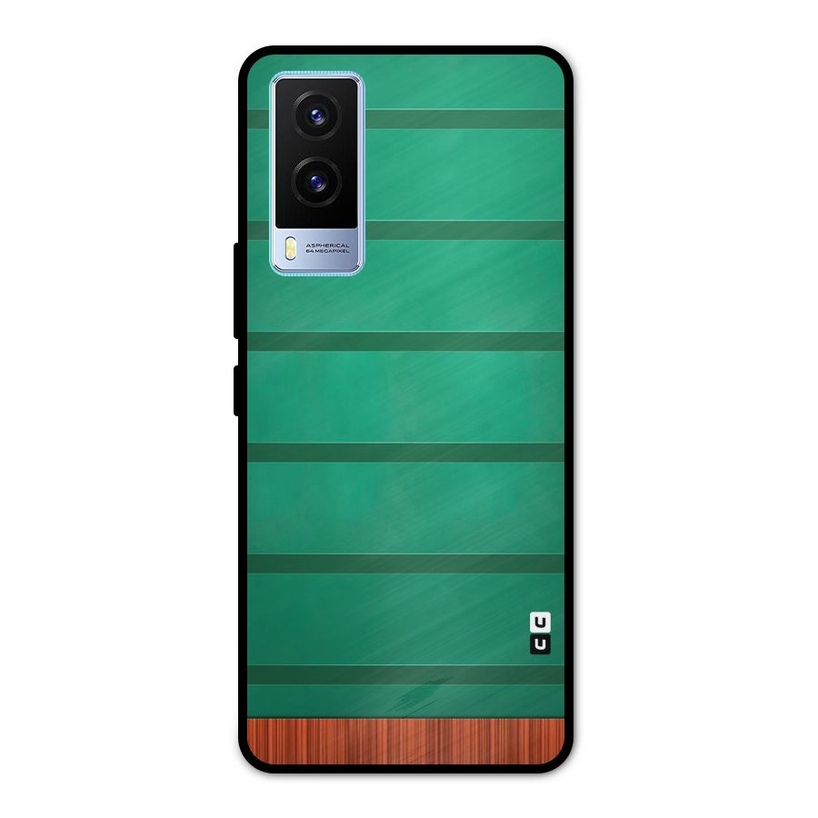 Green Wood Stripes Metal Back Case for Vivo V21e 5G