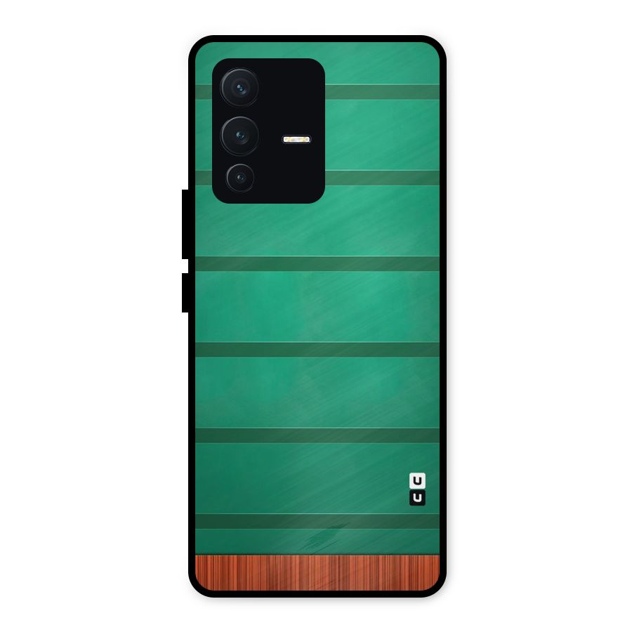 Green Wood Stripes Metal Back Case for Vivo V23 5G