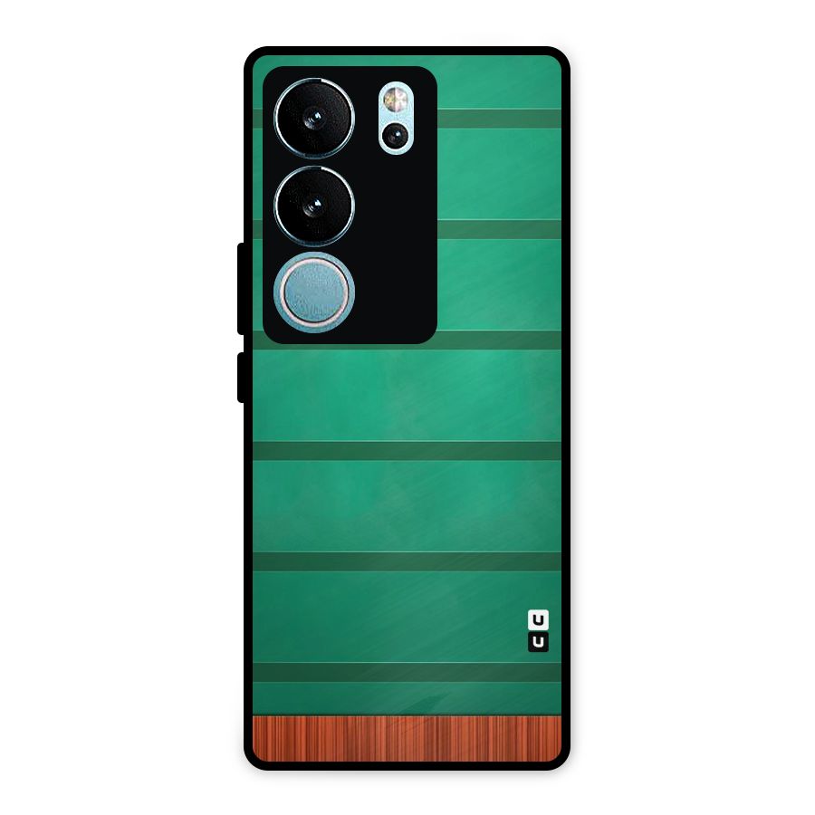 Green Wood Stripes Metal Back Case for Vivo V29 Pro