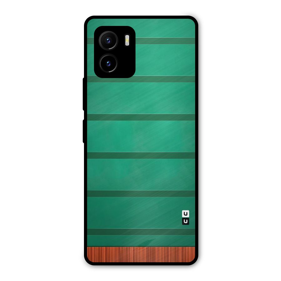 Green Wood Stripes Metal Back Case for Vivo Y15s