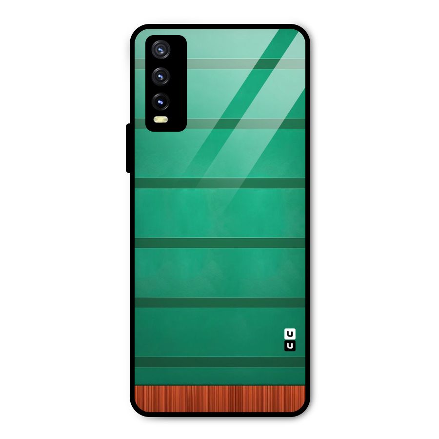 Green Wood Stripes Metal Back Case for Vivo Y20 2021