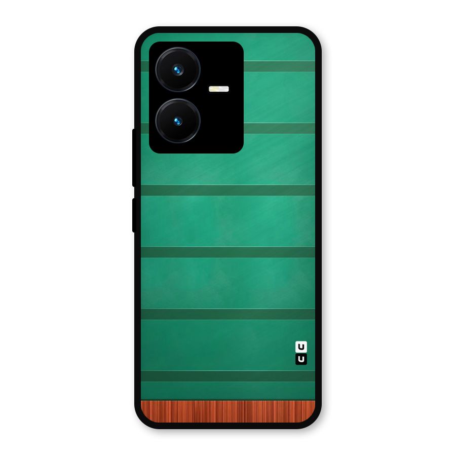 Green Wood Stripes Metal Back Case for Vivo Y22