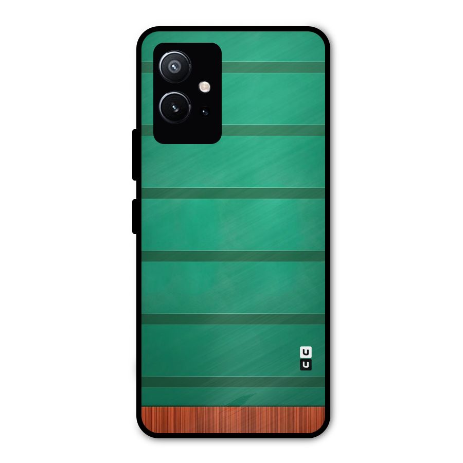 Green Wood Stripes Metal Back Case for Vivo Y75 5G