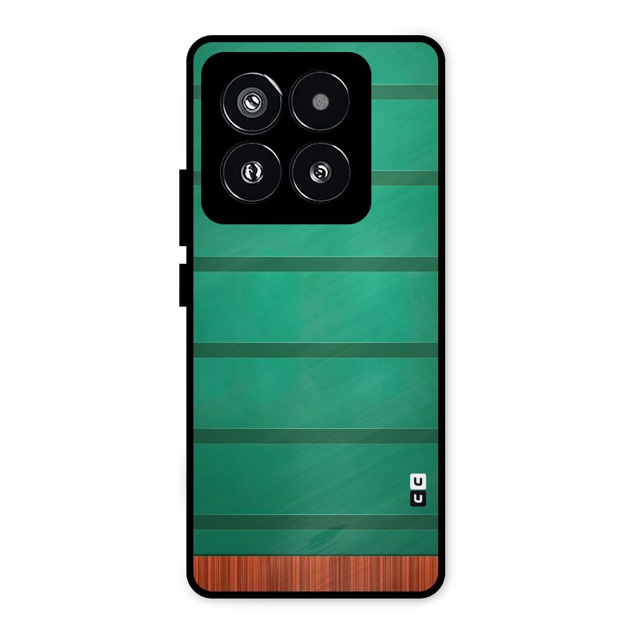Green Wood Stripes Metal Back Case for Xiaomi 14 Pro